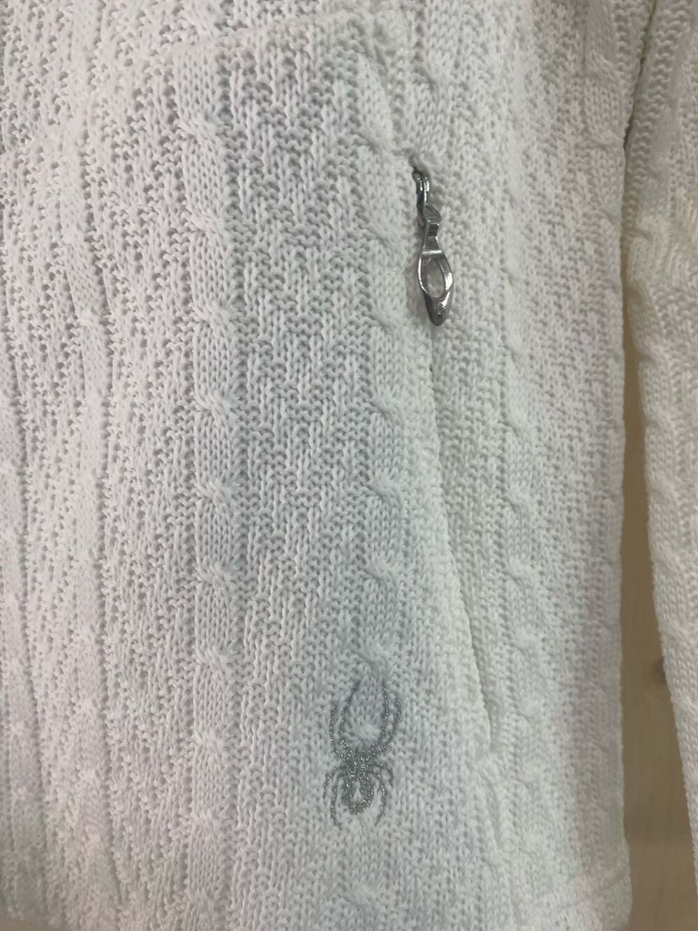 Spyder Women's Core Cable Knit Full Zip Sweater Jacket White Size L - Picture 4 of 10